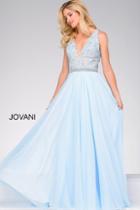 Jovani - V Neck Lace Bodice Prom Dress 47948