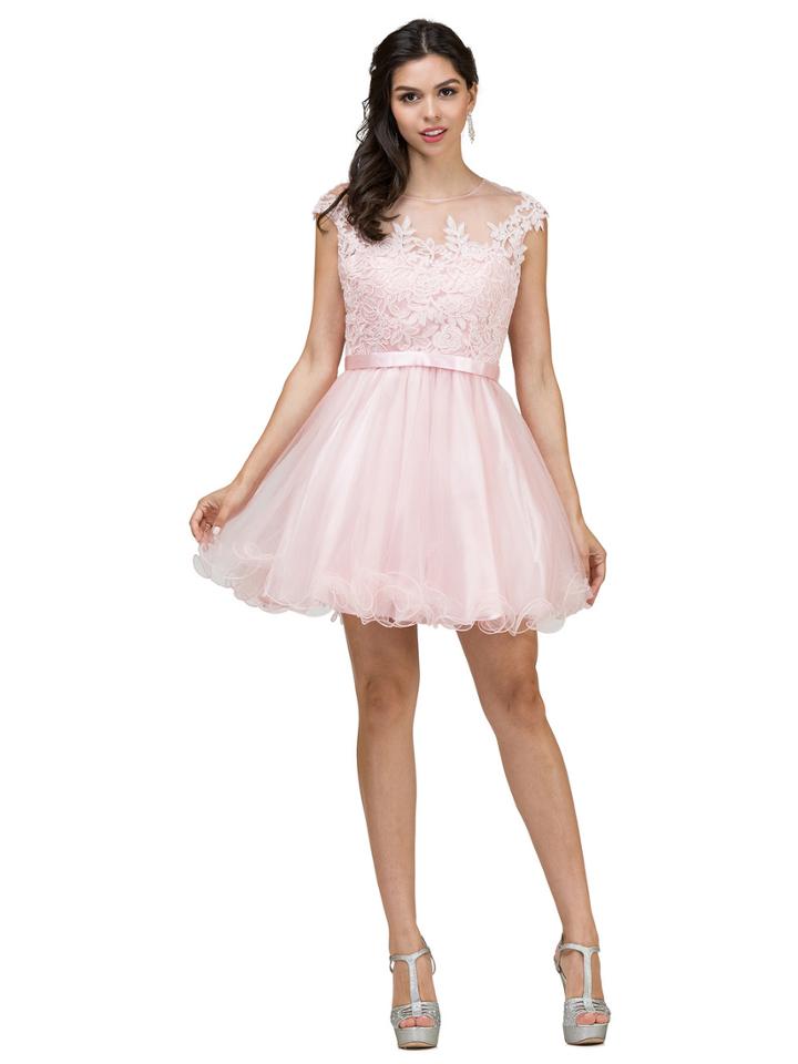 Dancing Queen - 2153 Illusion Jewel Floral A Line Cocktail Dress