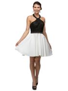 Dancing Queen - Charismatic Beaded And Laced Scoop Neck Satin Dress 9509