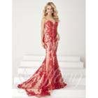 Tiffany Designs - Sweetheart With Bead And Lace Applique Embellishment Trumpet Gown