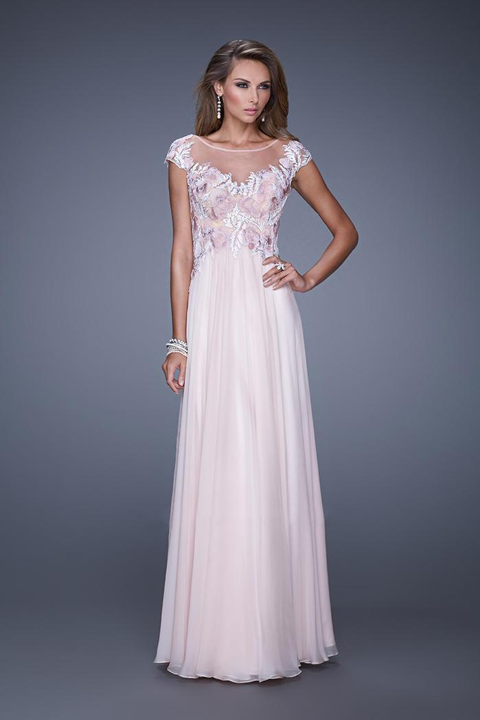 La Femme - 20540 Lace Illusion Bateau A-line Dress