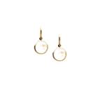 Tresor Collection - Rainbow Moonstone Simple Round Dangle Earring In 18k Yellow Gold