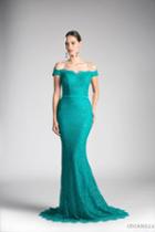 Cinderella Divine - Scalloped Off Shoulder Lace Evening Dress
