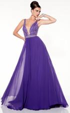 Panoply - 14806 Plunging V-neck Silky Chiffon Gown