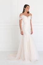 Elizabeth K - Gl1513 Lace Appliqued Off Shoulder Straps Bridal Dress
