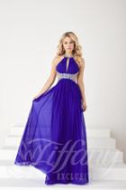 Tiffany Designs - Crystal Crusted Halter Long Evening Gown With Cutouts 46028