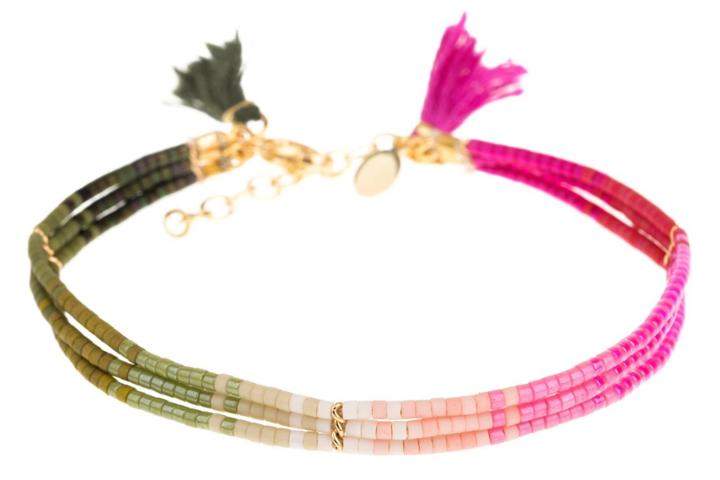 Montce Swim - Shashi X Ombre 3 Row Bracelet (olive/pink)
