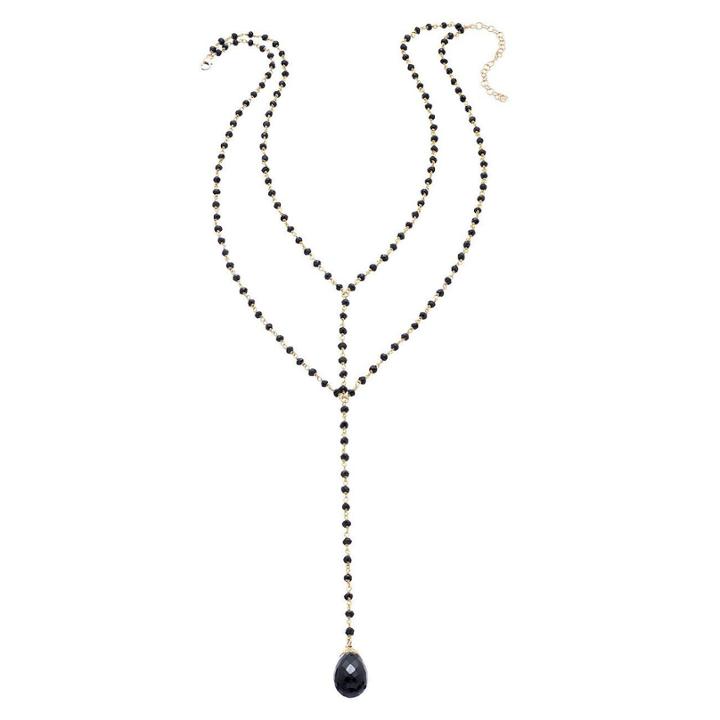 Heather Hawkins - Double Y Gemstone Necklace In Black Spinel Briolette