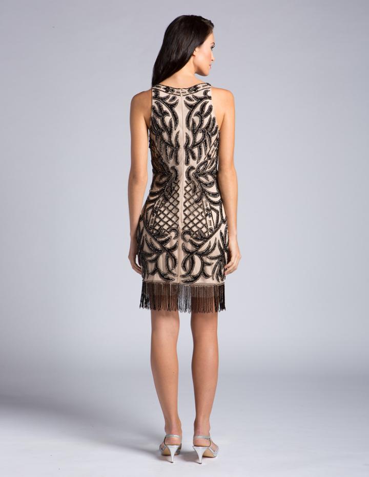 Lara Dresses - 29984 Fringed Fitted V-neck Cocktail Dress