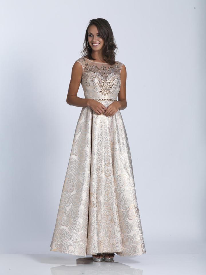Dave & Johnny - 3391 Embellished Illusion Bateau A-line Dress