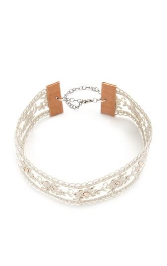 Chanluu - Chan Luu - Embellished Lace Choker In White