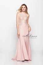 Milano Formals - Sequined Jewel Neck Illusion Bodice Prom Dress E1887