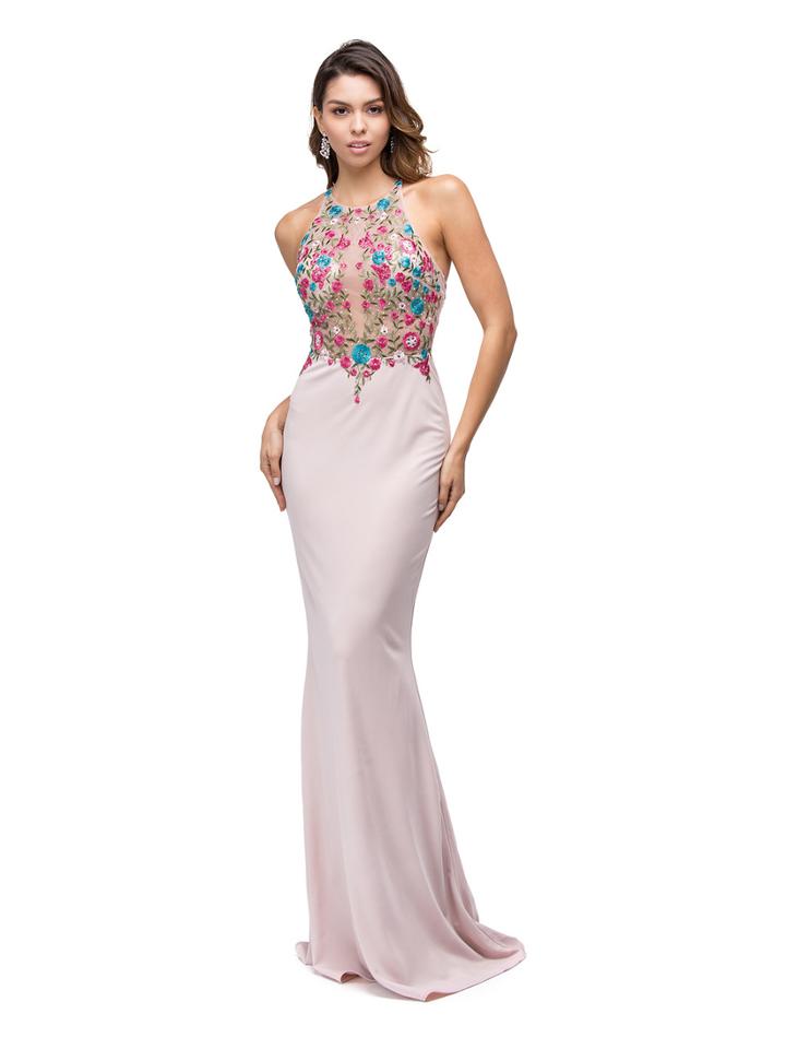 Gorgeous Long Embroidered Bodice Prom Dress