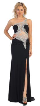 Fascinating Laced Asymmetric Neck Fit And Flare Dress