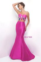 Blush - Rich Embroidered Two-piece Trumpet Gown 11341
