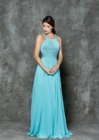 Glow By Colors - G713 Beaded Halter Neck A-line Dress
