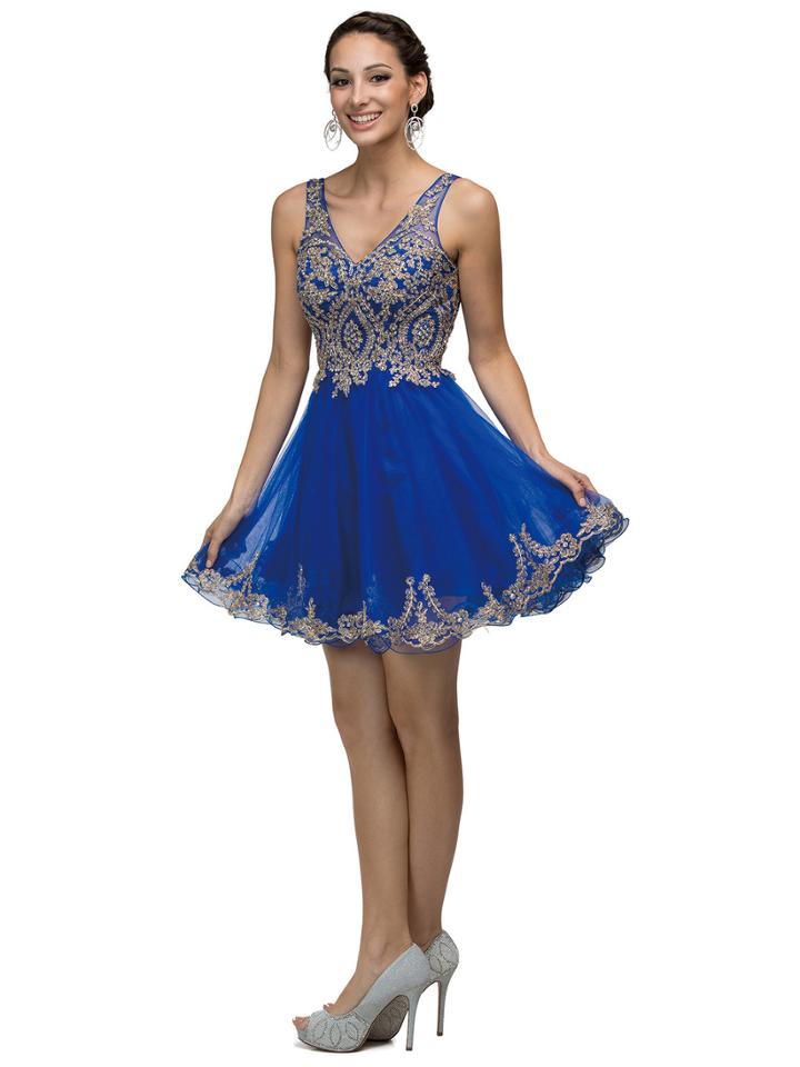 Majestic Sparkling Jeweled V-neck Short Tulle Dress