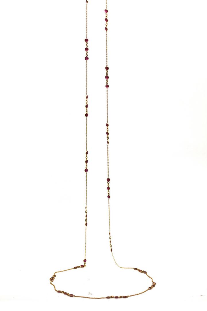 Tresor Collection - Ruby Long Necklace In 18k Yellow Gold