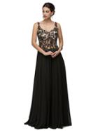 Dancing Queen - Beaded And Laced Sleeveless V-neck A-line Dress 8940
