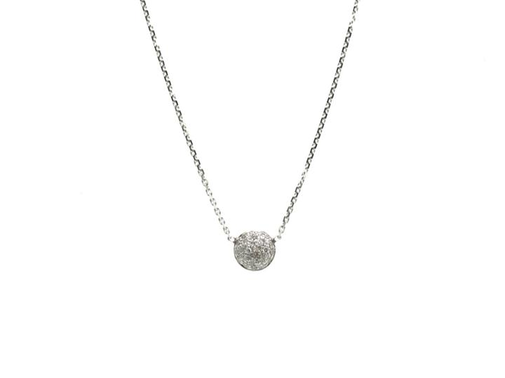 Tresor Collection - Double Sided Pave Diamond Small Lente Necklace In 18k White Gold