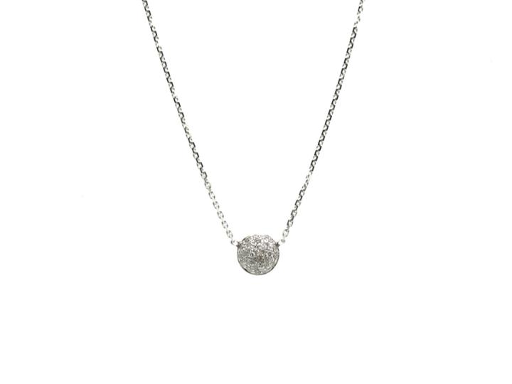 Tresor Collection - Double Sided Pave Diamond Small Lente Necklace In 18k White Gold