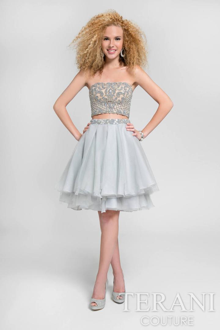 Terani Prom - Beaded Scallop Two-piece Dress With Tiered Skirt 1711p2690
