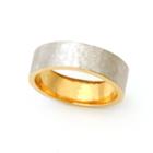 Ashley Schenkein Jewelry - Men's Hammered Two Tone Yellow Gold Wedding Band