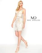 Mac Duggal - 4757r Fringed Plunging Sleeveless Cocktail Dress