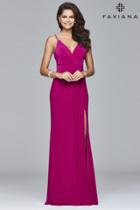 Faviana - 7911 Long Jersey Dress With Fitted Bodice And Beaded Strap