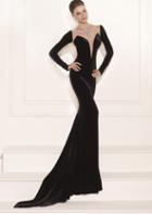 Tarik Ediz - Bejeweled Illusion Jewel Neck Dress 92454