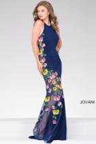 Jovani - Jersey Prom Dress With Floral Appliques 36455