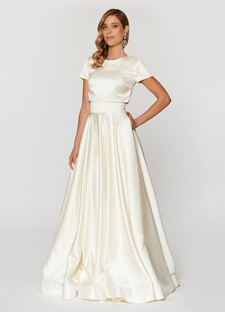 Ashley Lauren - 1252 Fitted Short Sleeves Pleated Ballgown