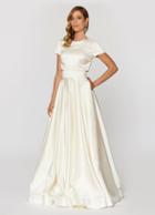 Ashley Lauren - 1252 Fitted Short Sleeves Pleated Ballgown