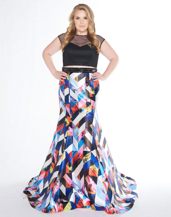 Mac Duggal - 66409f Cap Sleeves Two-piece Trumpet Gown