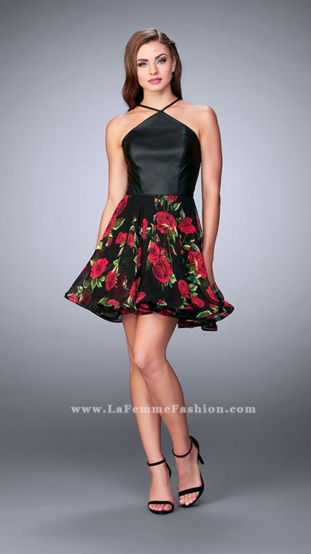 La Femme - Lovely Halter Neck Floral Chiffon Dress 24111