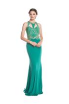 Aspeed - L1669 Elegant Embellished Halter Sheath Prom Dress