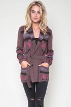 Goddis - Tori Tribal Belted Cardigan In Rekindle