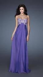 La Femme - Sweetheart Chiffon Empire Gown With Diamond Cutout 17516