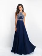 Blush - 11542 Lace Crystal Embellished Halter Gown