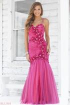 Blush - Floral Embellished Pleated Mermaid Gown 9335