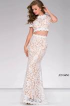 Jovani - Fitted Two-piece Lace Prom Dress 50880