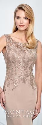Montage By Mon Cheri - 218902 Lace Appliqued Bateau Fitted Evening Gown