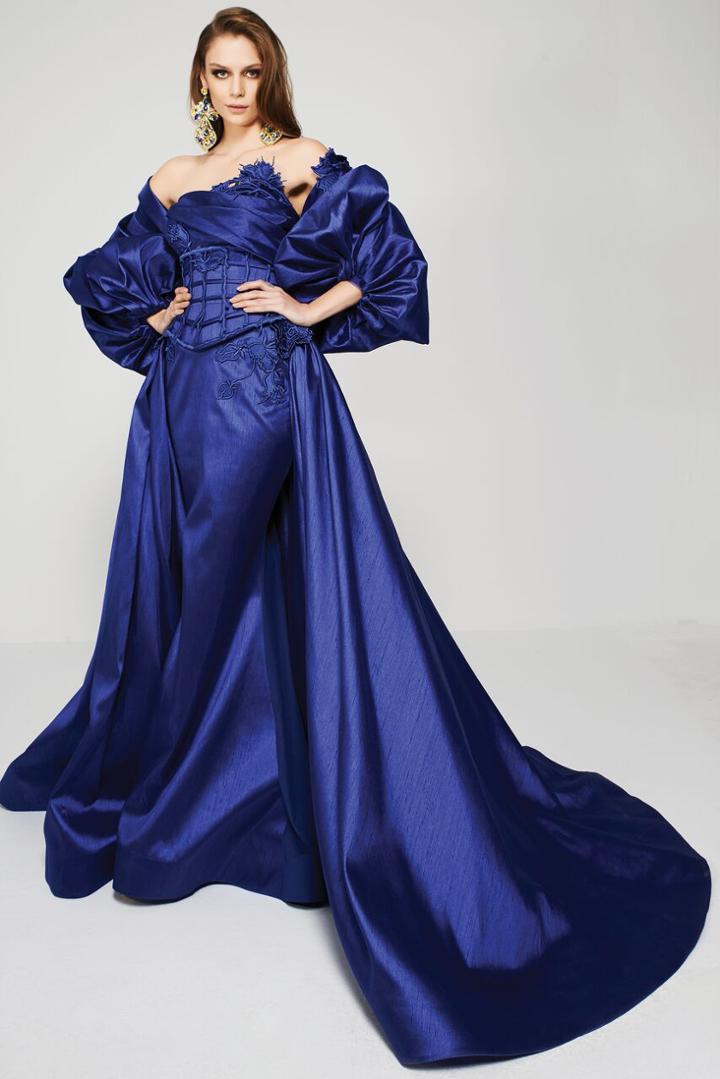 Mnm Couture - Strapless Embroidered Empire Long Gown 2385