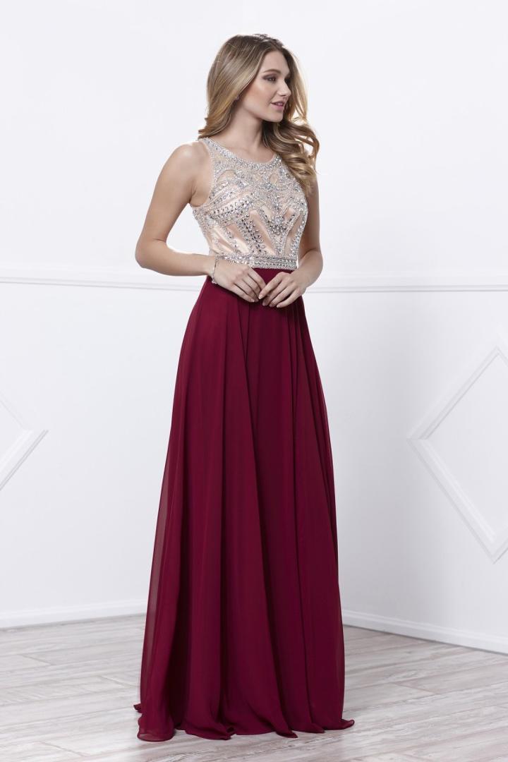 Nox Anabel - 8249 Accented Illusion Scoop A-line Dress