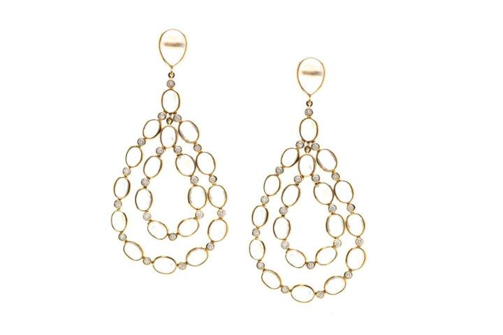 Tresor Collection - Rainbow Moonstone And Diamond Earrings In 18k Yg