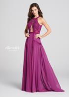 Ellie Wilde - Ew21832 Beaded Lace Halter Chiffon A-line Dress