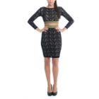 Sentimental Ny - Crop Top 2 Piece Set In Stretch French Lace With Elastic Shimmer Detail-sn1500/1501