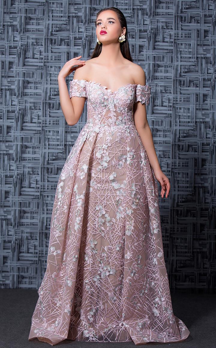 Mnm Couture - K3567 Embroidered Off-shoulder Pleated Ballgown