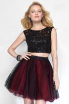 Alyce Paris - 4447 Short Dress In Black Burgundy