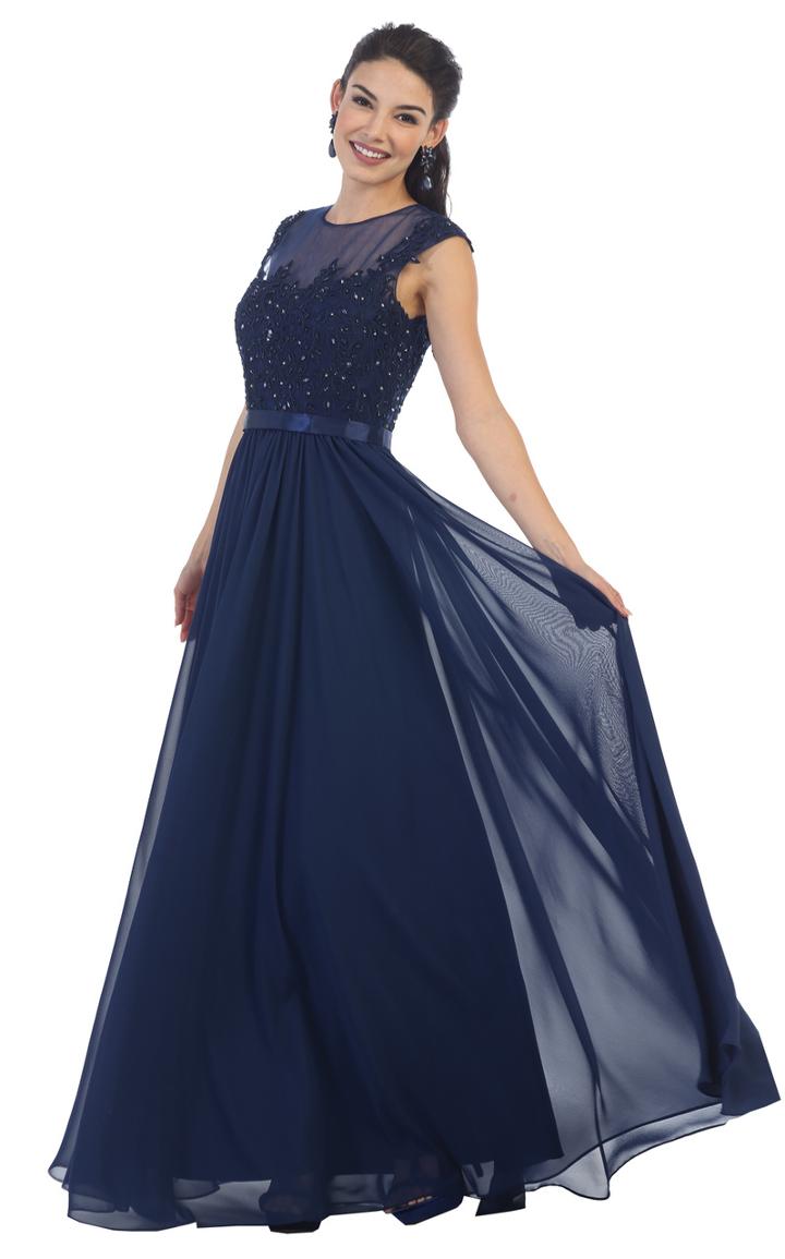 May Queen - Dainty Lace Applique Illusion A-line Gown Mq1428b
